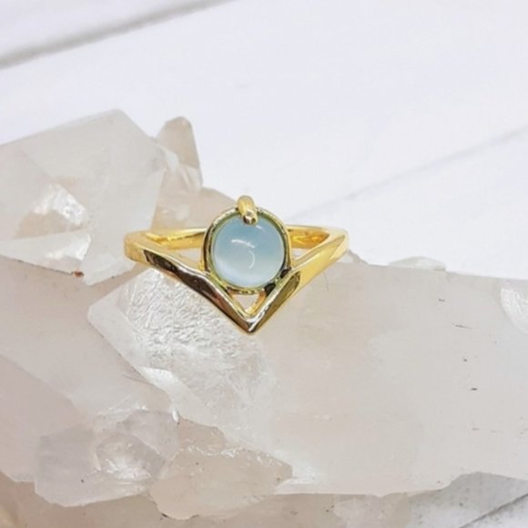 Blue Chalcedony circlet ring 24K gold plated - Picture 4 of 8
